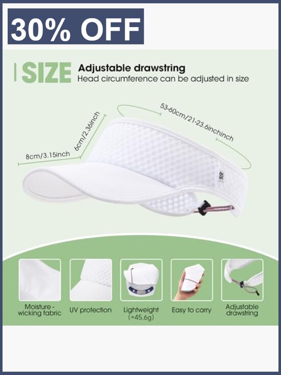 Lightweight Adjustable Sun Visor Hat for Running Golf Tennis main image 3